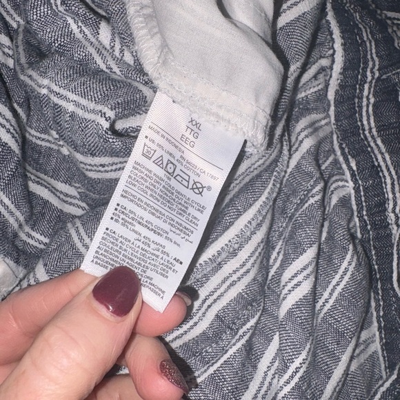 NWT Old Navy High Waised Wide Leg Linen Blend Pants XXL Striped Beachy Pull-On - Picture 4 of 6